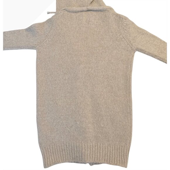 Size 10 Girls Mayoral Cream Long Wool Blend Hooded Cardigan Sweater Coat - Picture 9 of 12